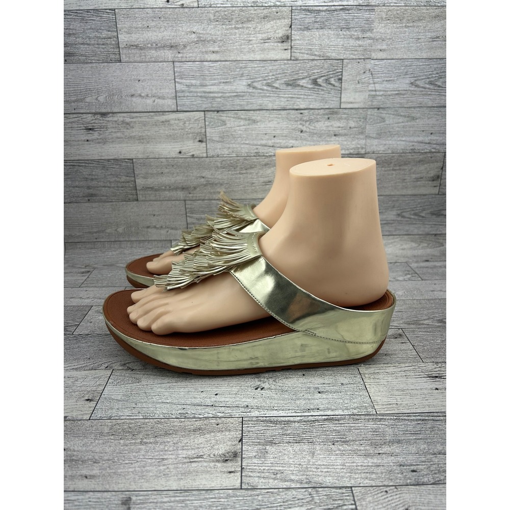 FitFlop Iqushion Ergonomic Fringe Gold Thong‎ Sandals US 7 EUR 38 - Picture 3 of 12